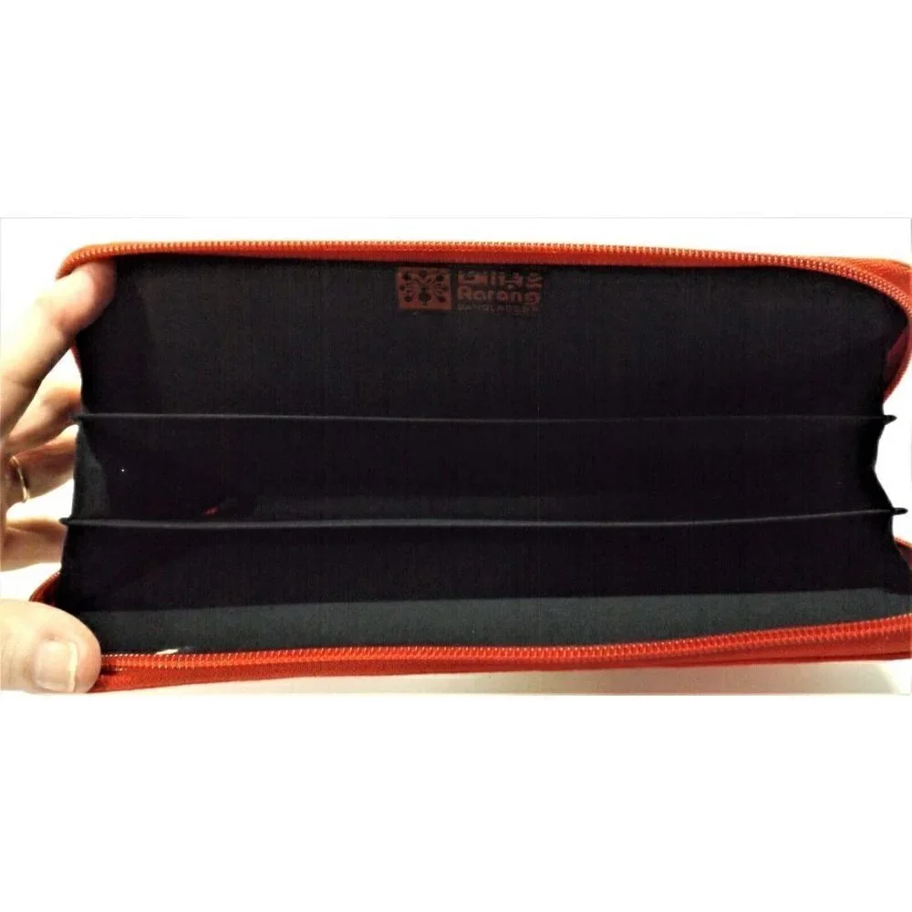 Aarong Bangladesh red embroidered clutch zip closure